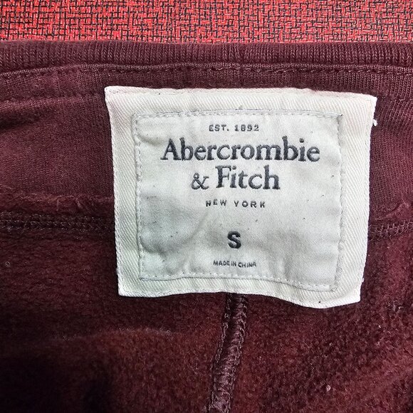 Y2K Abercrombie & Fitch Spellout Sweatpants Men's Small Burgundy Casual Lounge - Picture 3 of 11